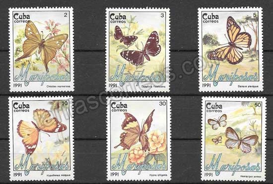  Colección sellos mariposas Cuba 1991
