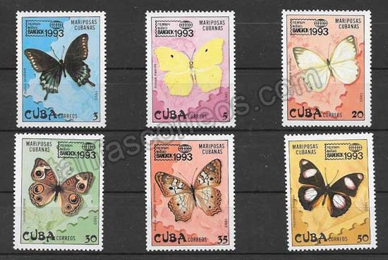valor y precio Colección sellos fauna - mariposas Cuba 1993