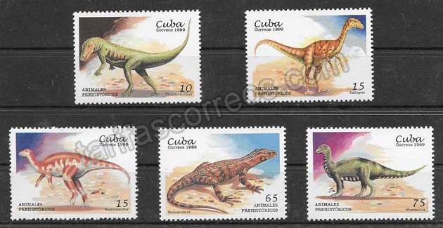 Filatelia sellos fauna prehistórica Cuba 1999