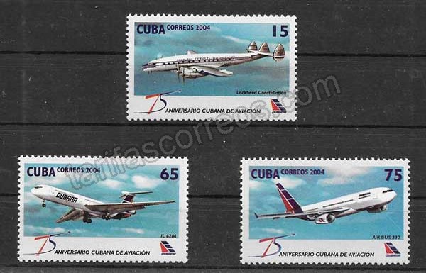 enviar paquetes desde - valor sellos Filatelia aviones cubanos en vuelo 2004