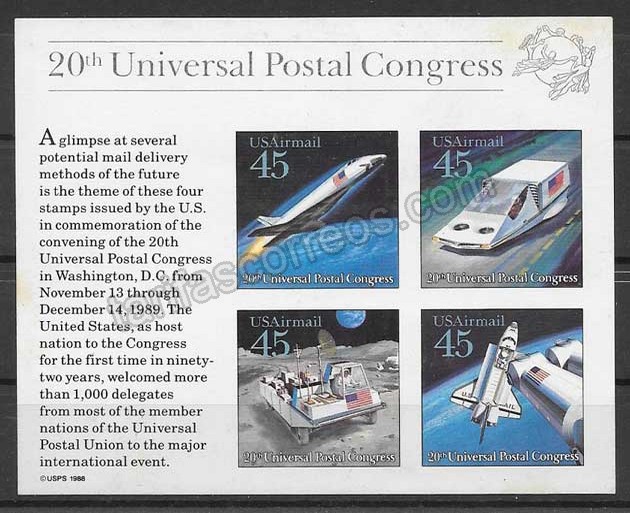 enviar paquetes desde - valor sellos transporte EE:UU 1989