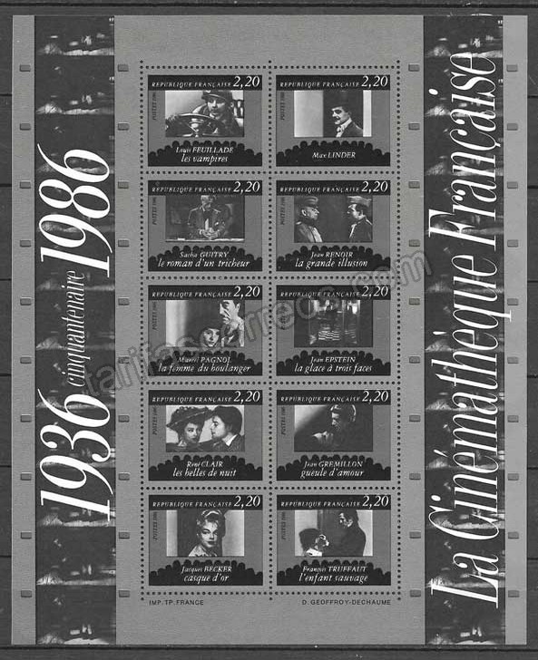 enviar paquetes desde - valor sellos Francia 1986 cine