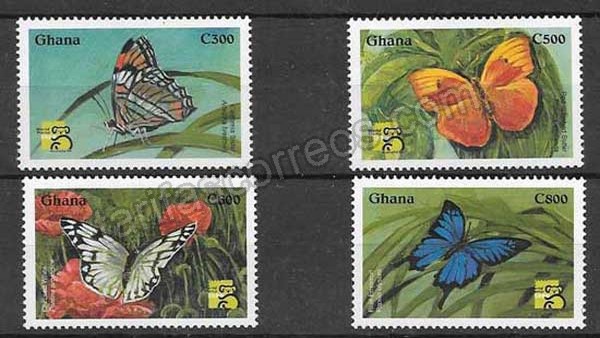 enviar paquetes desde - valor sellos mariposas Ghana-1999-01