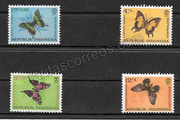 enviar paquetes desde - valor sellos mariposas de Indonesia 1963