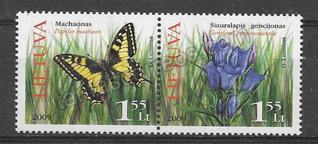 valor y precio Colección  Sellos mariposas de Lituania-2009