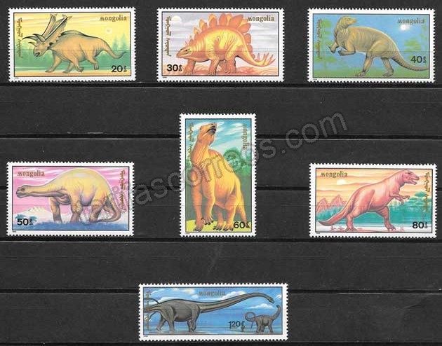 valor y precio Colección sellos animales prehistóricos Mongolia 1990