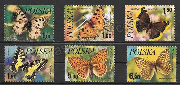 comprar Estampillas mariposas de Polonia 1977