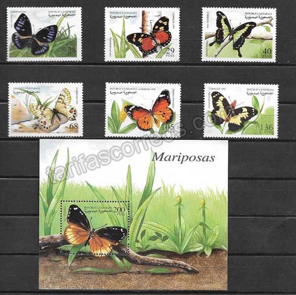 valor y precio Colección sellos mariposas de Sahara 1999