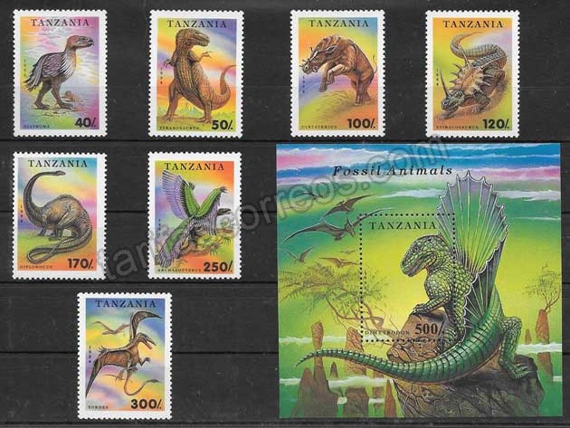 enviar paquetes desde - valor sellos Filatelia animales prehistóricos Tanzania