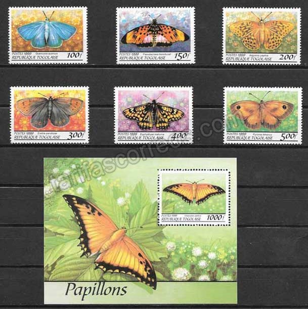 enviar paquetes desde - valor sellos mariposas de Togo 1999