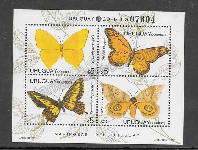  Filatelia sellos fauna - mariposas diversas del 1995