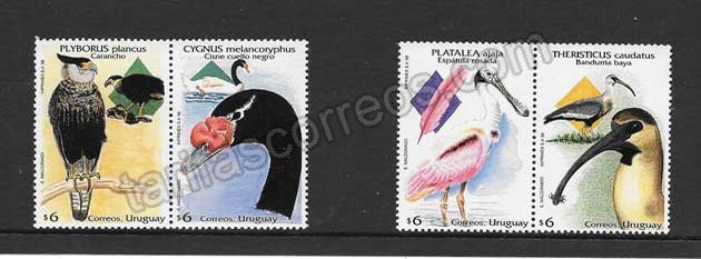  Sellos Filatelia fauna - aves Uruguay 1998