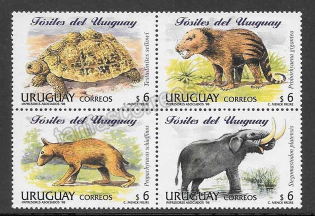 enviar paquetes desde - valor sellos animales prehistórico Uruguay 1998