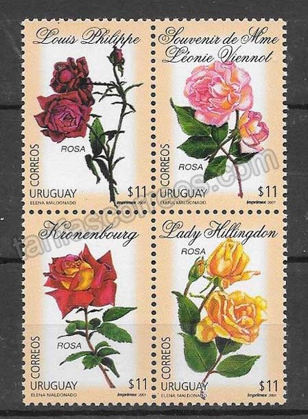 Filatelia  Sellos rosas del país 2001
