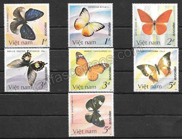 Filatelia mariposas de Viet Nam 1986