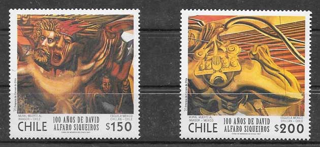 enviar paquetes desde - valor sellos colección arte Chile 1997