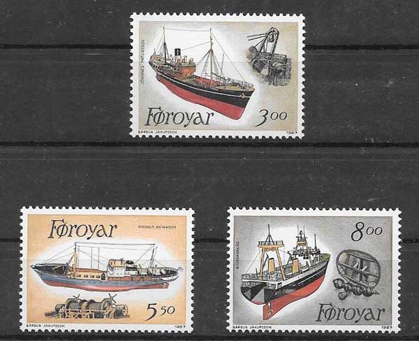 enviar paquetes desde - valor sellos Filatelia transporte marítimo  y pesquero Feroe 1987