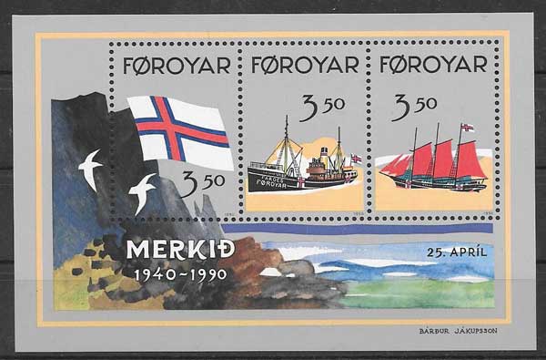enviar paquetes desde - valor sellos Filatelia transporte marítimo Feroe 1990