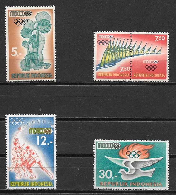 enviar paquetes desde - valor sellos deporte Indonesia 1968