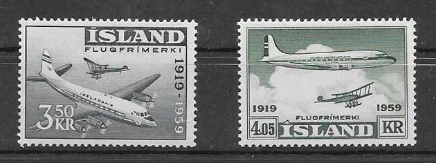 Filatelia transporte aéreo Islandia 1959