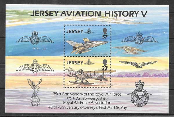 valor y precio Colección sellos Jersey 1993 transporte aéreo