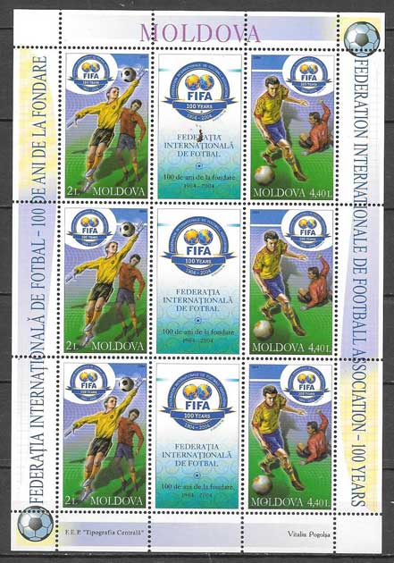 enviar paquetes desde - valor sellos fútbol Moldavia 2004