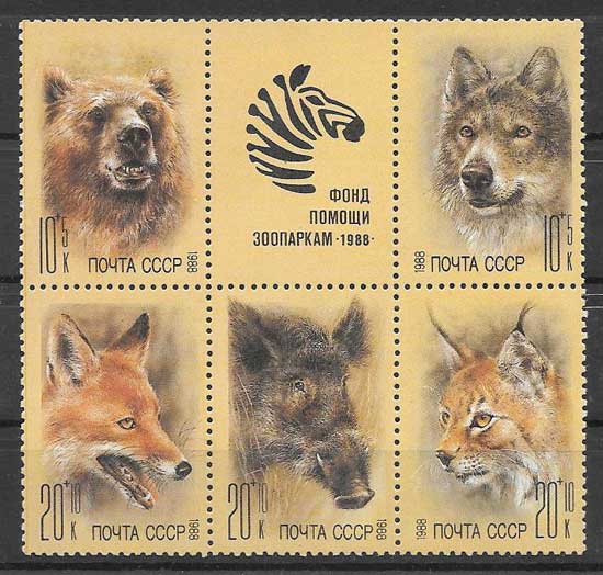 Filatelia sellos animales salvajes del Zoo 1988