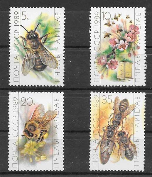Filatelia sellos fauna - abejas Rusia 1989
