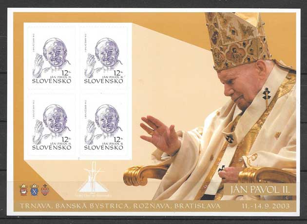 filatelia personalida el Papa Eslovaquia 2003